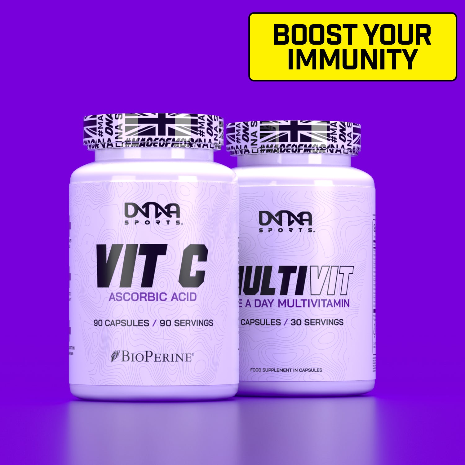 DNA Sports Mega Bundle, 1KG Creatine Monohydrate, Vit C, Multivit, Hydra 1, VIBE Pre-workout, Supernova, Lifting Straps & Shaker - DNA Sports™