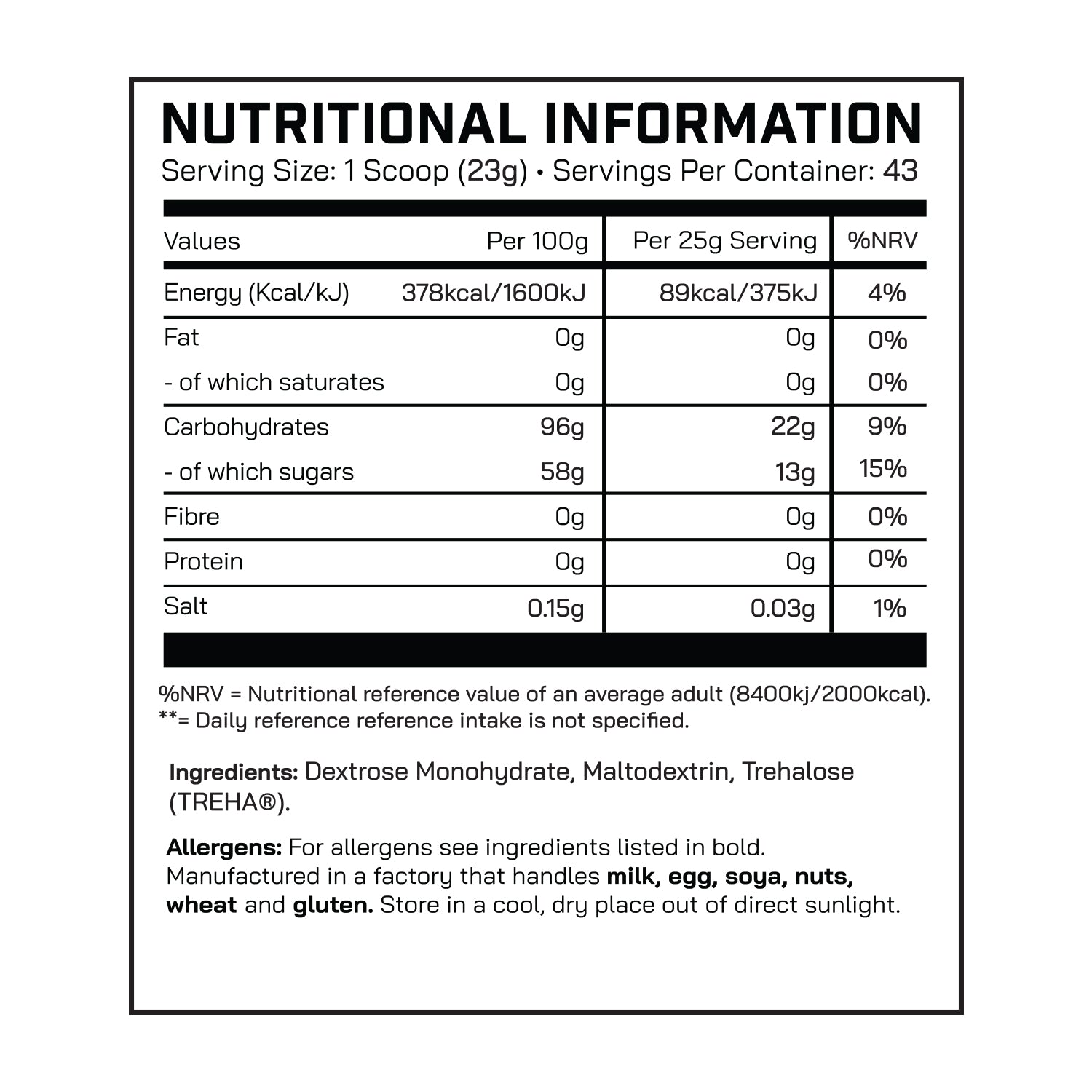CARB1 - Performance Carbohydrates - DNA Sports™
