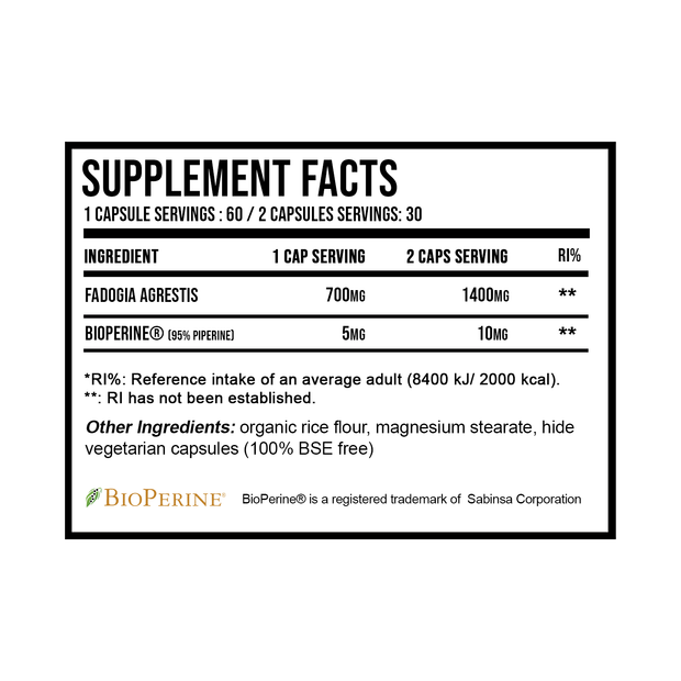Fadogia supplement panel