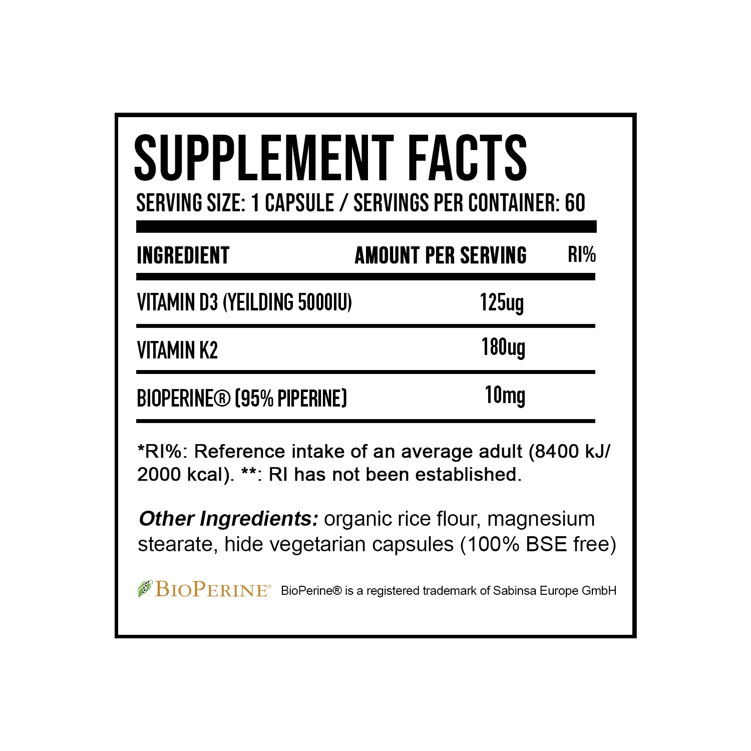 Vitamin D3 & K2 (60 caps) - DNA Sports™